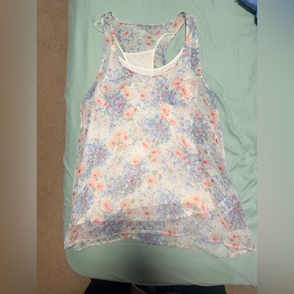 #20 Jolie Floral Silk Sleeveless Blouse